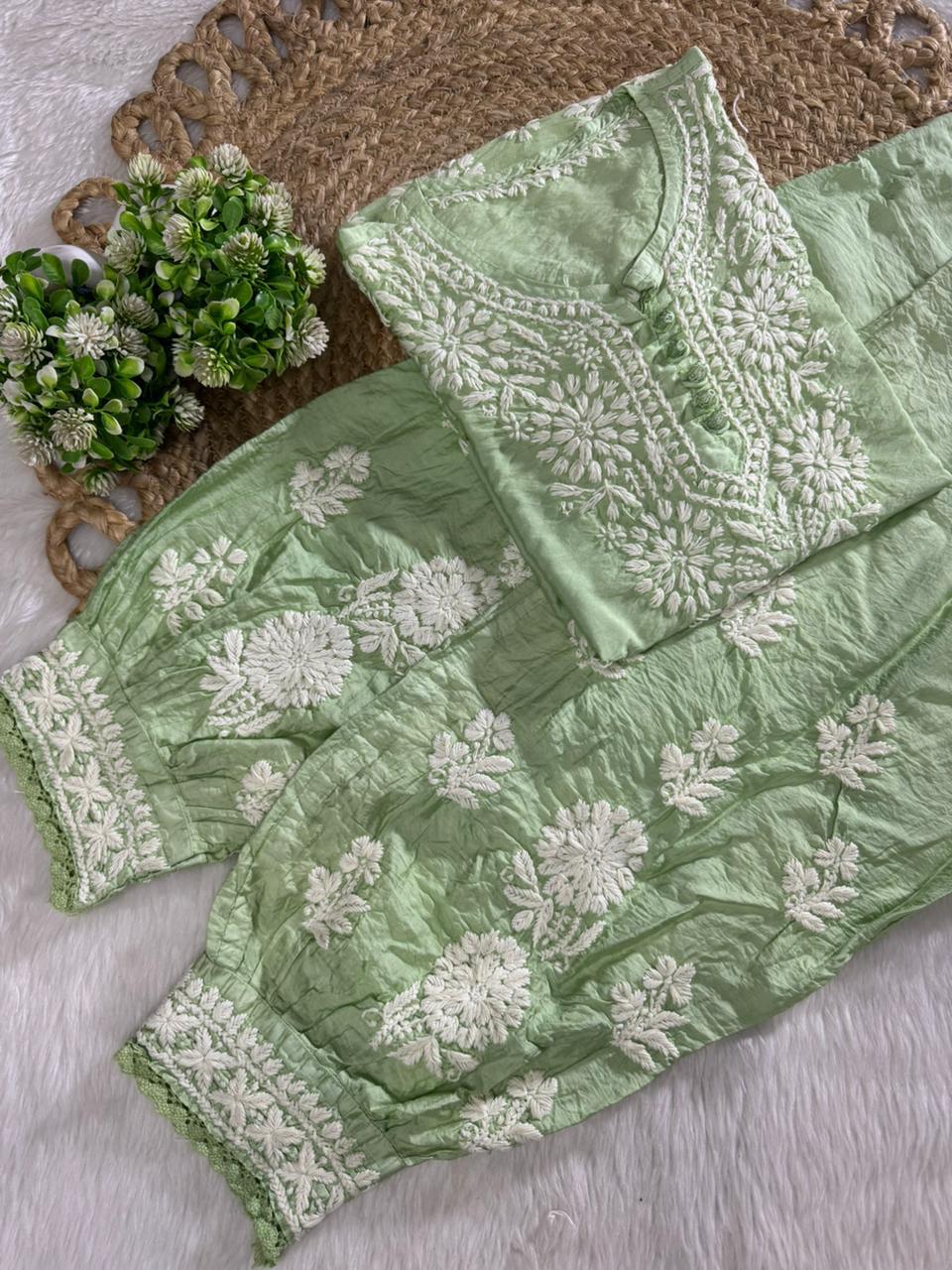 LUCHNOWI HANWORK CORDSET WITH AFGANI SALWAR