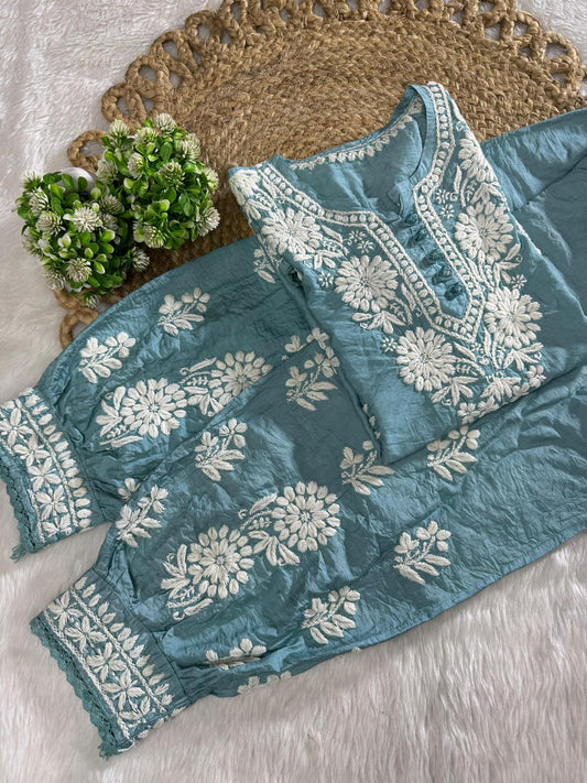 LUCHNOWI HANWORK CORDSET WITH AFGANI SALWAR